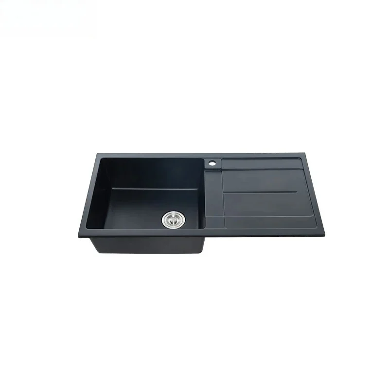 LS-CD02 حوض مطبخ مربع من راتنج الجرانيت الأسود المركب عالي الأداء بتصميم حديث #3