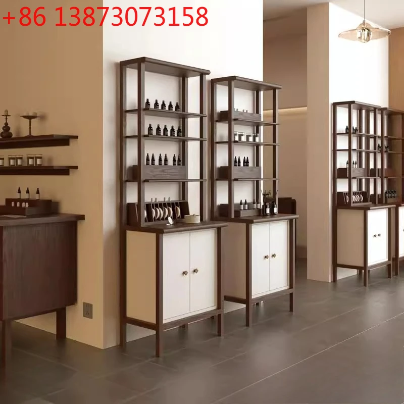 Fragrance shop wall cabinet essential oil perfume display cabinet beauty product display cabinet Chinese simple floor display wa