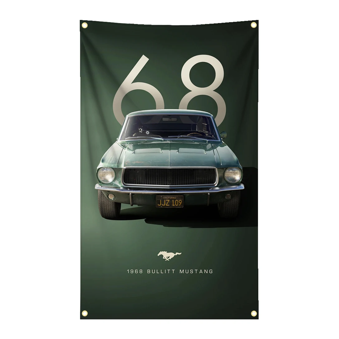 90x150cm Motor Gallery Artworks Racing Mustangs Car Flag Tapestry Polyester Digital Printing Banner for Garage Wall Decoration