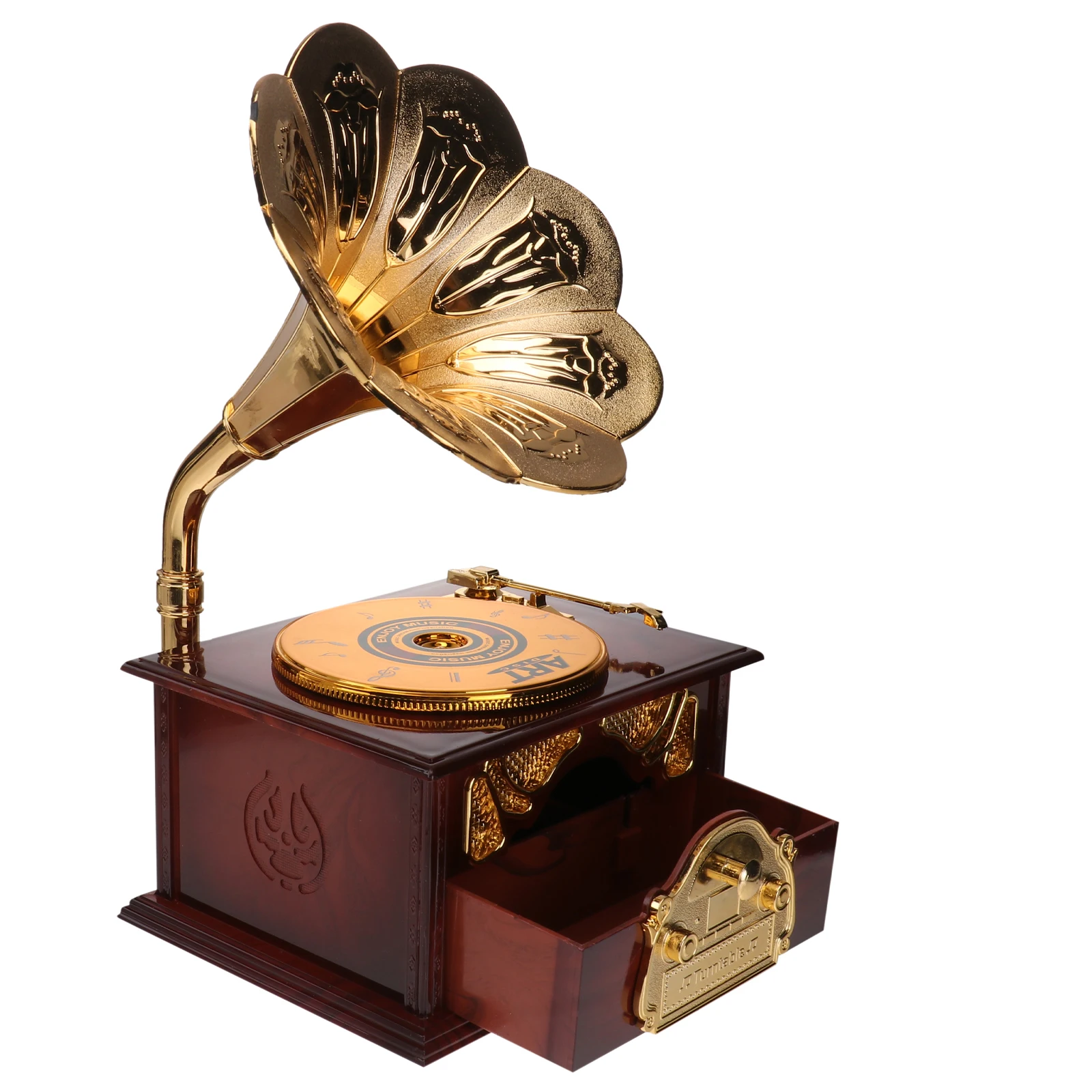 Retro Phonograph Music Box Creative Design Smooth Surface Home Decor Gift Vintage Romantic Atmosphere Desktop Storage Ornament