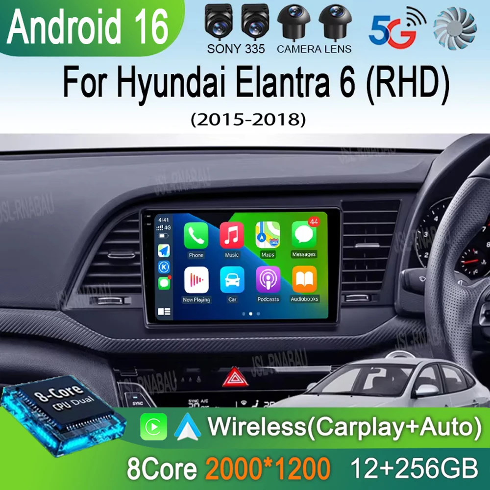 

Автомагнитола Android 16 Carplay для Hyundai Elantra 6 2015-2018 с GPS-навигацией, мультимедиа, видеоплеером и стереосистемой (4-канальный)