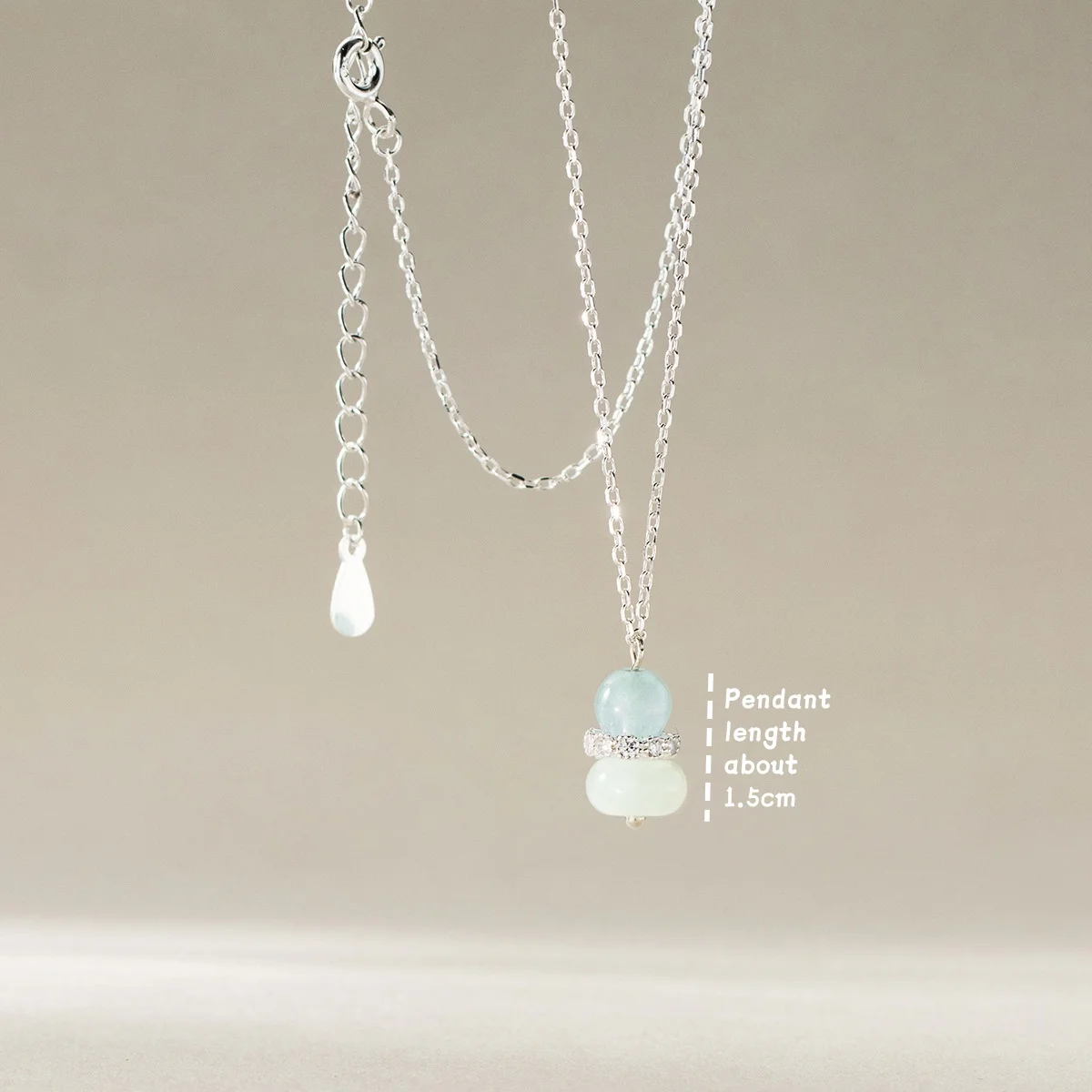 44cm Female Necklace For Women On Neck Zircon Blue Stone Pendant Silver 925 Chain Necklaces Women Girls Fashion Calabash Pendant