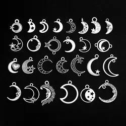 30pcs 27 Style Vintage Moon Star Charms Pendants For DIY Bracelets Necklace Earring Jewelry Making Findings Handmade Crafts