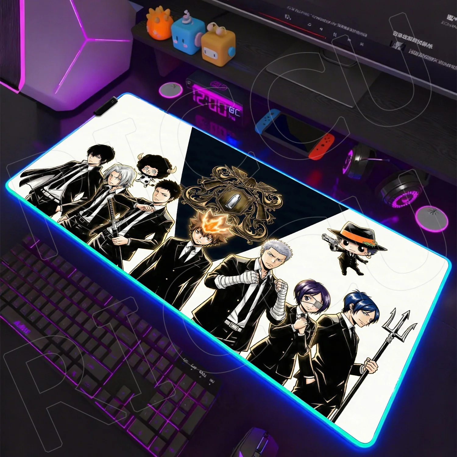 RGB HD printing XXL Katekyo Hitman Reborn Computer Quick response Mouse Pad Gamer Rubber LED Desk Mat Gamer Accessories Gaming