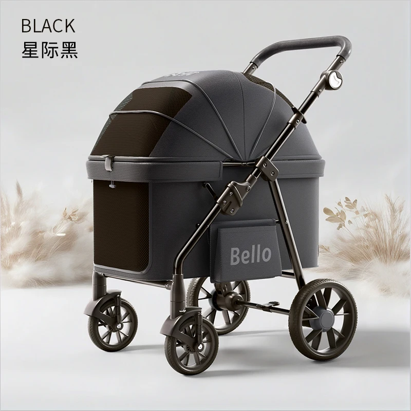 STLFBello Nieuw design opvouwbare kinderwagen voor grote honden, 4 wielen, premium reistas