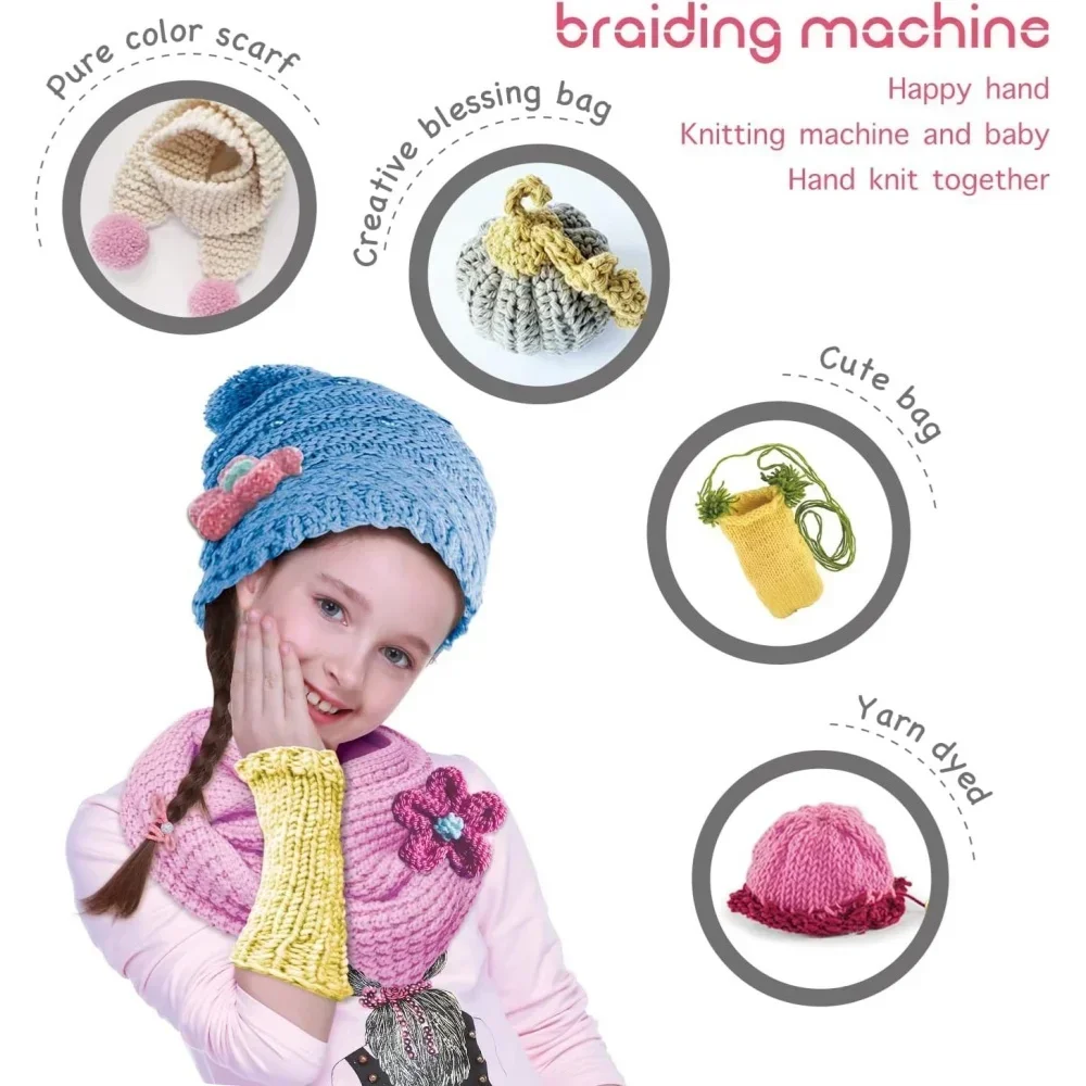 Crianças diy kit de máquina de tricô lã tecelagem tear brinquedo para menina fingir jogar mão trança máquina brinquedo inteligente teaver brinquedo educativo