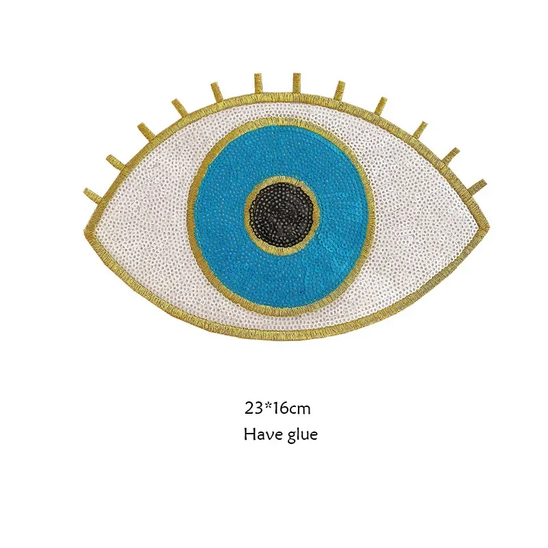 Mysterious Eye Sequined Appliques Evil Eye Symbol Iron on Badge Colored Human Eye Thermo Patch for Fashion Hoodie Sweatshirt DIY