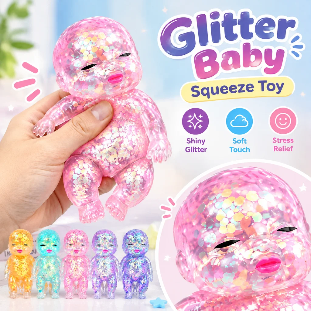 Colorful Glitter Maltose Doll Squishy Toy Slow Rebound Stress Relief Moldable Decompression Fidget New Hot Selling Wholesale