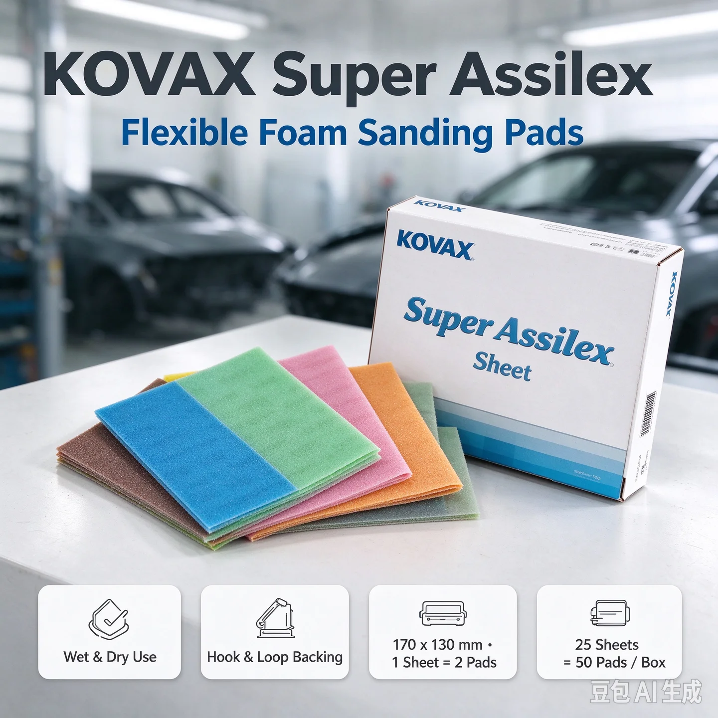 KOVAX-Square Car Abrasive Paper, Orange Peel Pattern Dry Polishing Machine, Fine Polishing, 2000 Sanding Paper, Japan