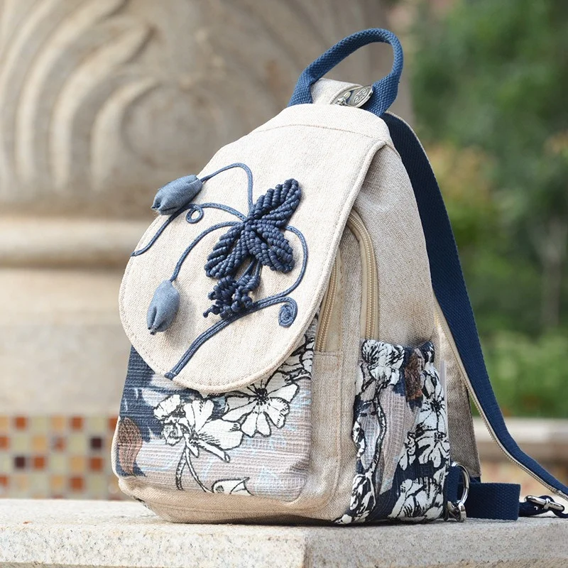Women Artistic Embroidered Backpack Lady Ultra Lightweight Design for Effortless Carrying Stylish Crossbody Bags Compact Daypack