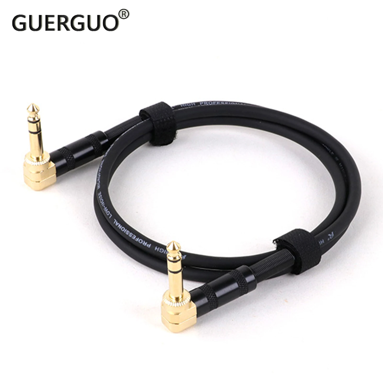 Gold Plate 6.35 Stereo Audio Balanced TRS 1/4 Angle to Angle Speaker Amplifier Cable for Guitar Keyboard Dual Channel Cable 1PC