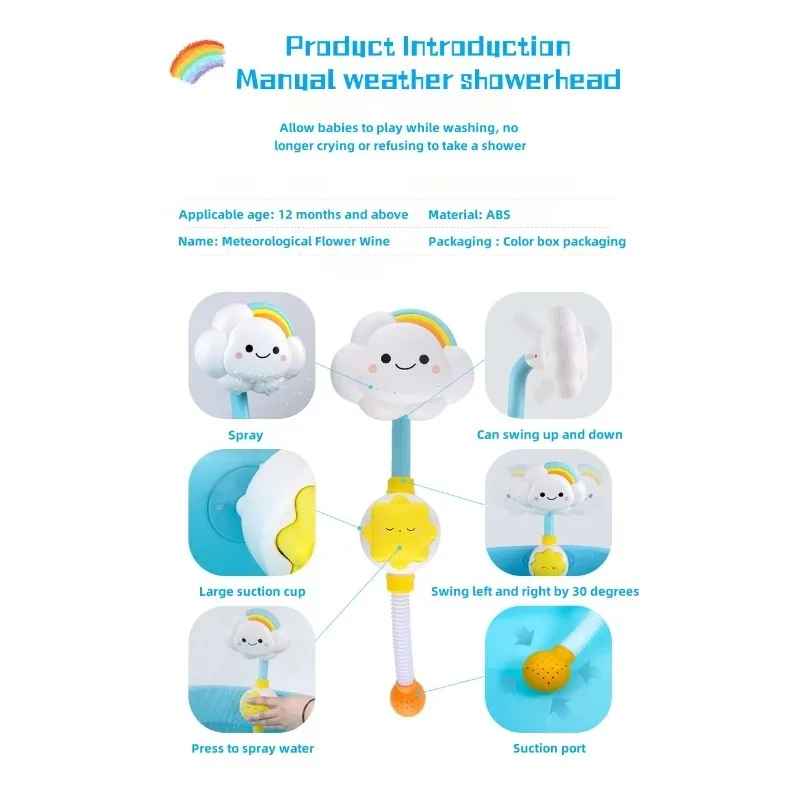 Zabawka do kąpieli dla niemowląt, deszczownica w kształcie chmurki, głowice prysznicowe, zabawka do zabawy w wodzie dla niemowląt, edukacyjna zabawka, rozwijająca inteligencję, rozwiązywanie puzzli, bezpieczny materiał.
