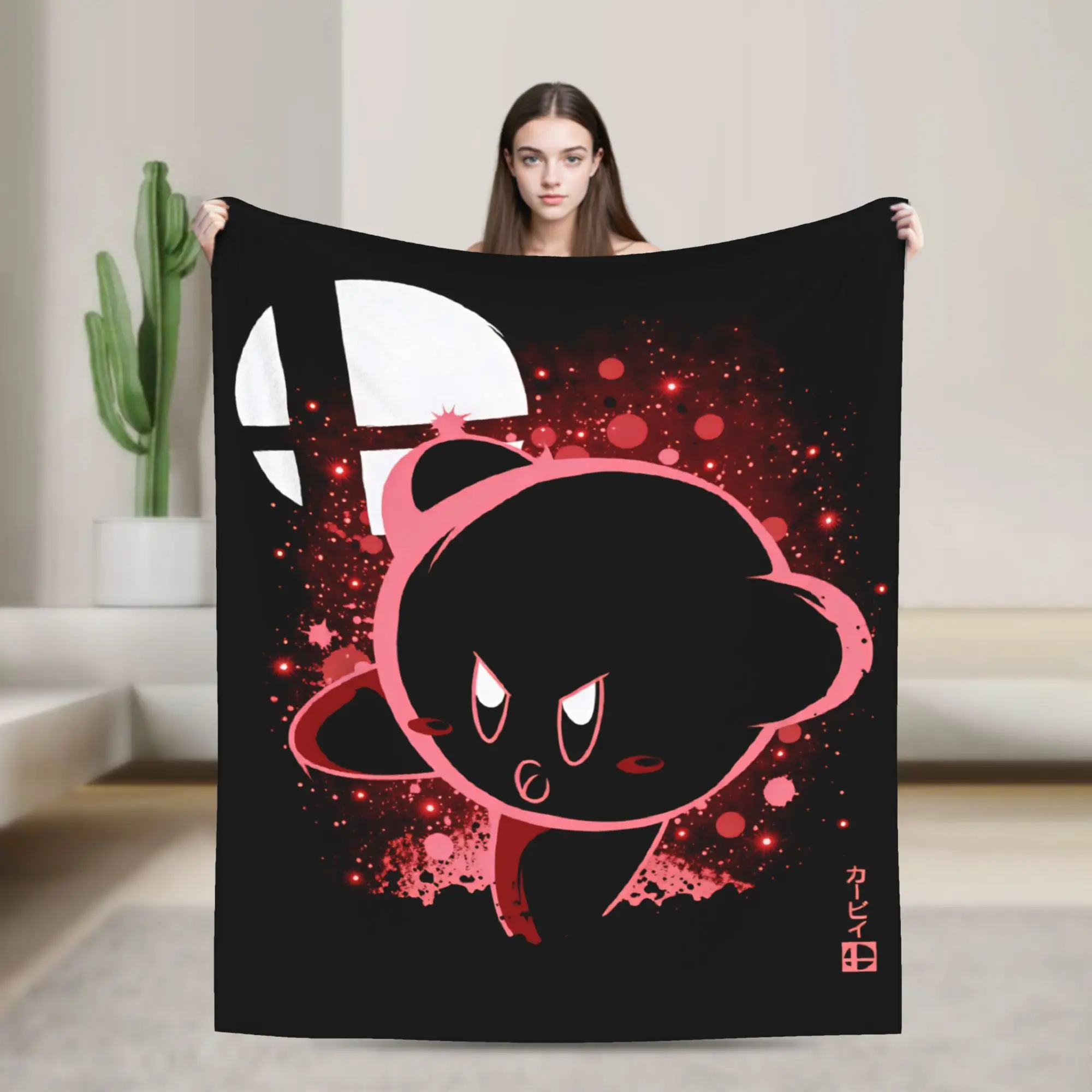 K-Kirbies  Blanket  Warm Soft Print Plush Bedding Throws For Couch Chair Sofa Bed Decorative Flannel Bedspread Bed Cover