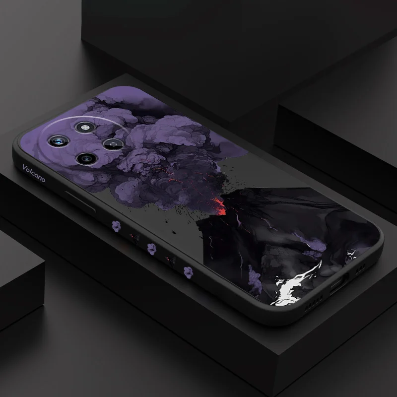 

Purple Volcano Phone Case For OPPO Realme 14 13 12 11 10 9 9i 8 8i 7 Pro Plus C35 C21Y C25Y C25 4G 5G Liquid Silicone Cover