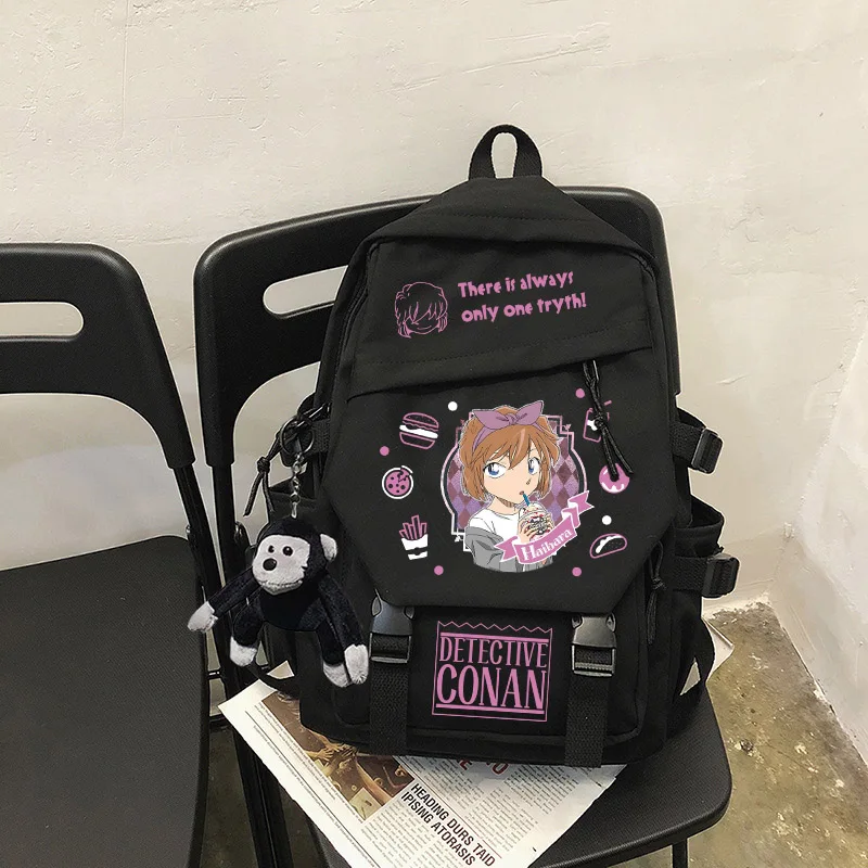 Conan-Kawaii Anime Mochila para meninos e meninas, bolsa escolar fofa para estudantes, moda laptop, sacos de livros