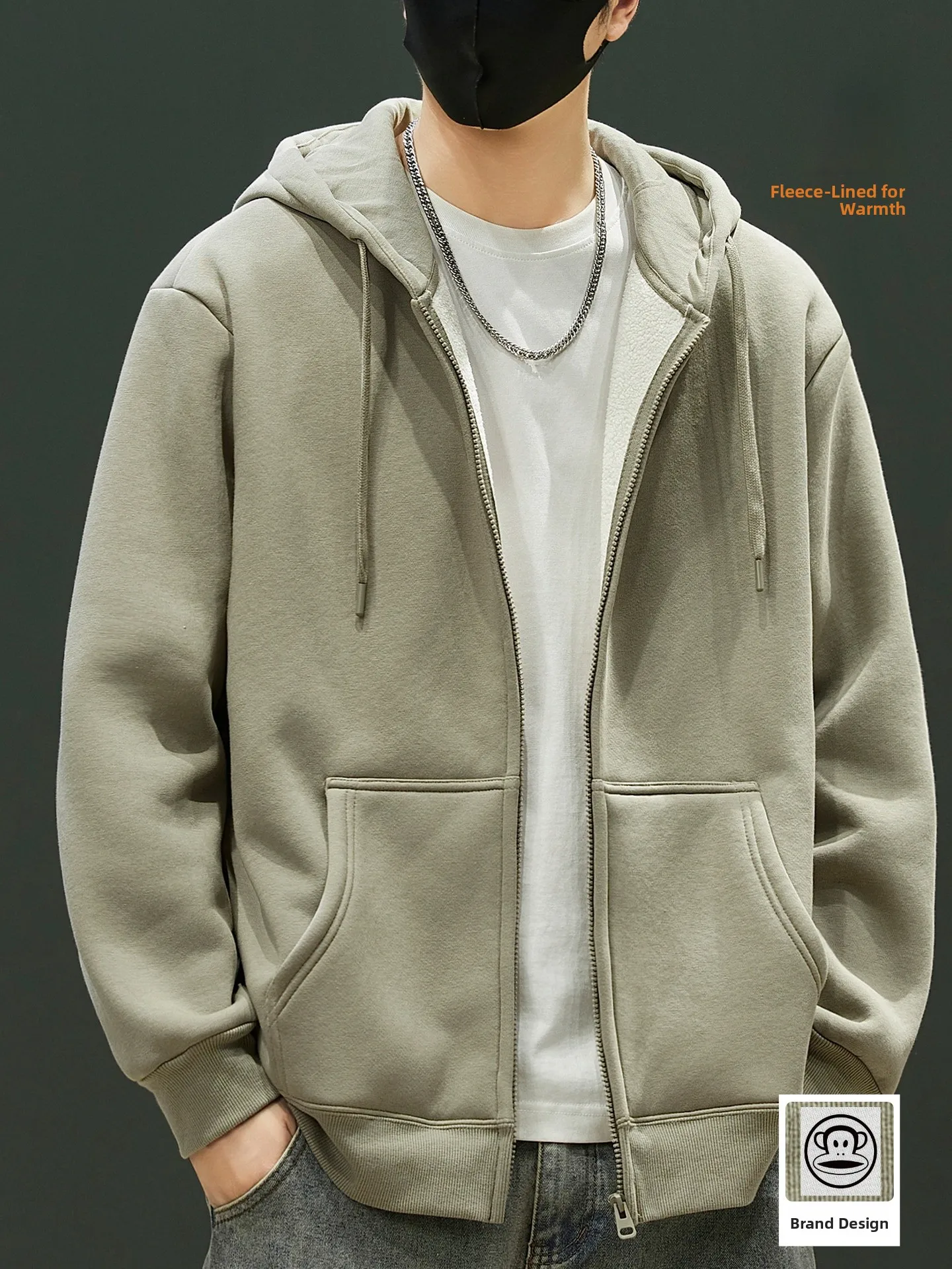 

Men's Thiened Fce Hoodie Cardigan Winter Warm Casual Loose Fit Zipper Sle Polyester Cotton Blend Sweatirt