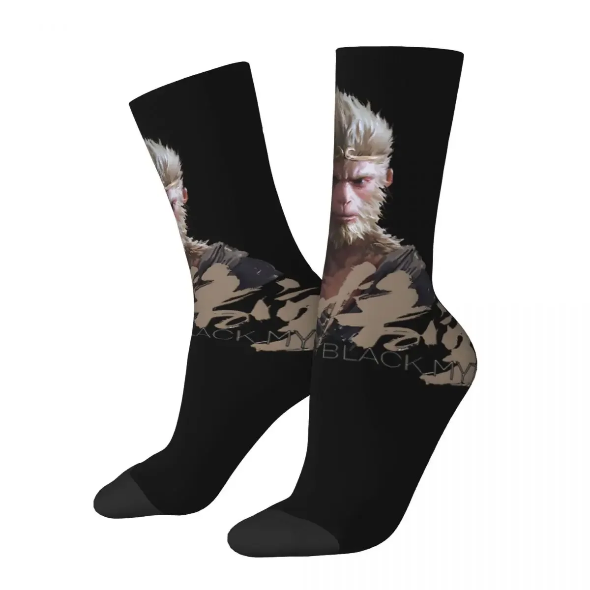 

Amazing Men's Socks Vintage Harajuku Black Myth Wukong Street Style Novelty Seamless Crew Sock