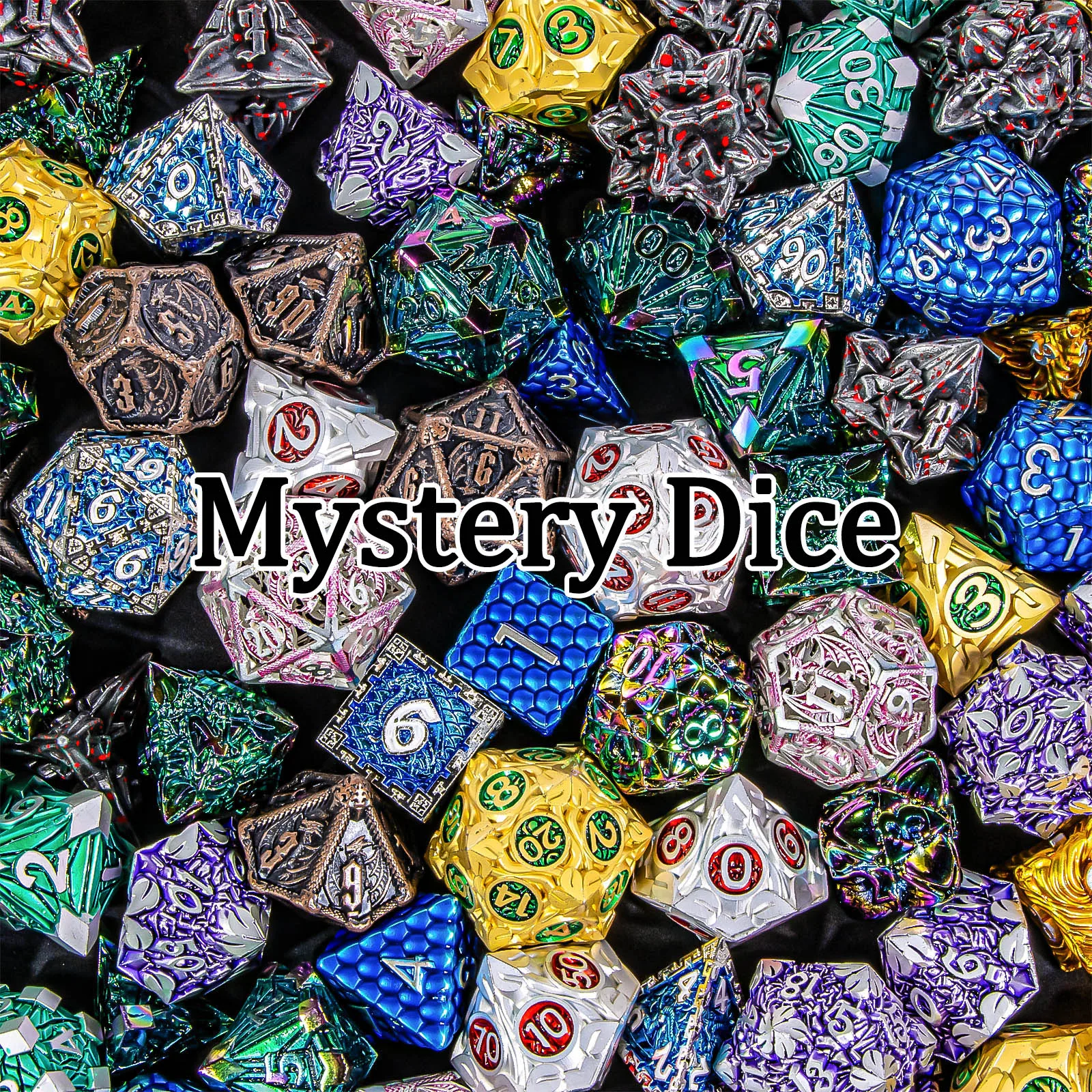 مجموعة نرد متعددة السطوح من Mystery DND للعب الأدوار، حافة حادة أو نرد D&D معدني D20 D12 D10 D8 D6 D4 الزنزانة والتنين #4
