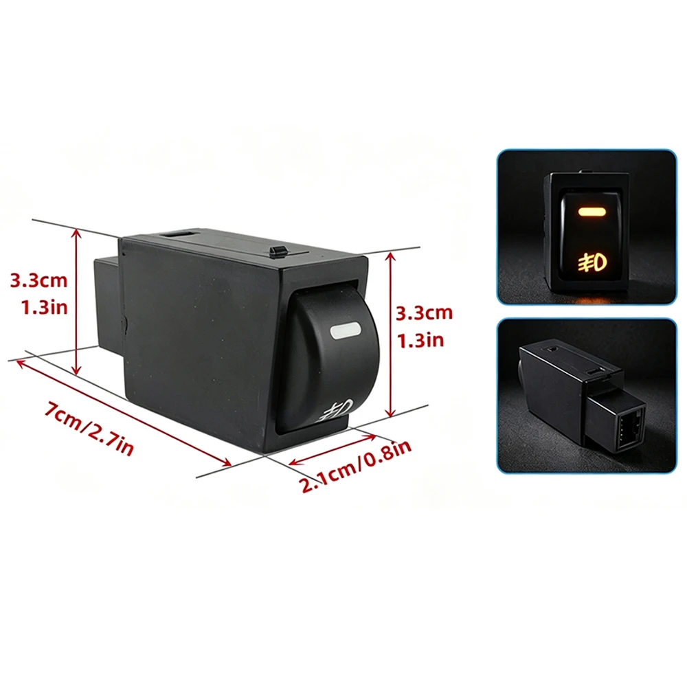1Pcs Original Size 5 Pin ON-OFF Button Car Fog Light Switch For Subaru With 4-Wires Yellow 12V