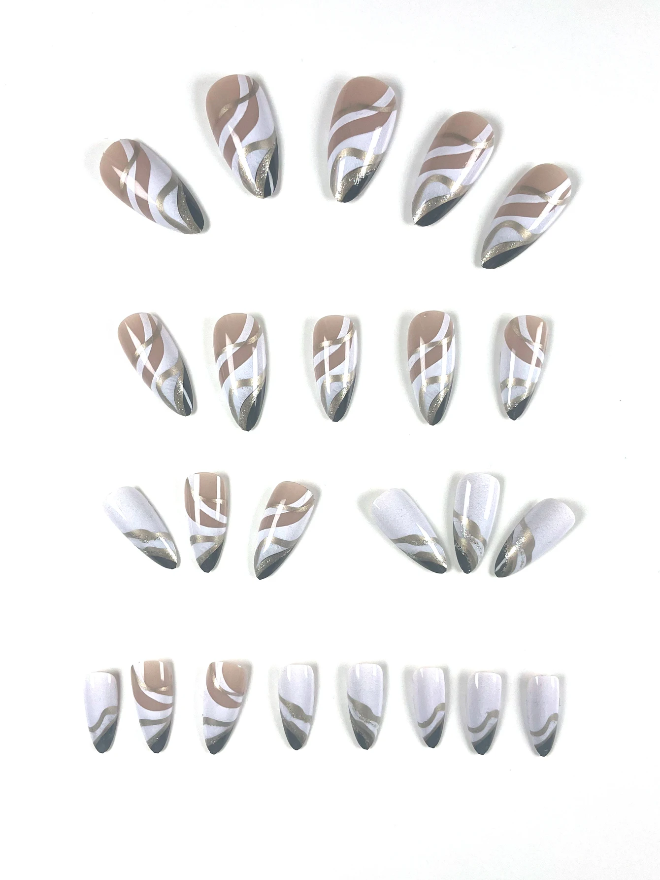 24 PCs Long French Minimalist Color Matching Nails with 1 Jelly Gel and 1 Nail File