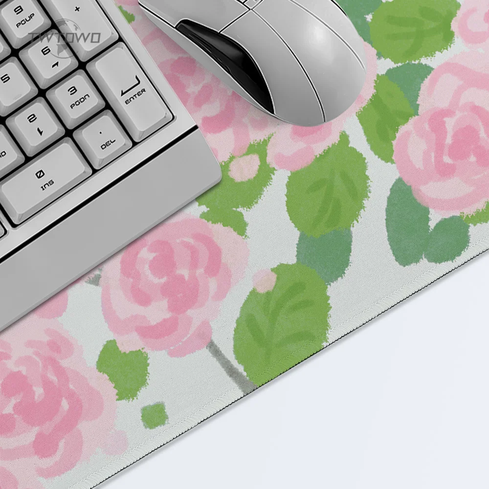 Mouse Pad Gamer Pink Flowers printon demand Custom Computer Mousepad XXL Desk Mats Non-Slip Natural Rubber Desktop Mouse Pad