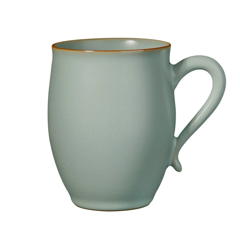 Ru kiln mug large-capacity retro office teacup ceramic Jingdezhen water cup open cup celadon gift