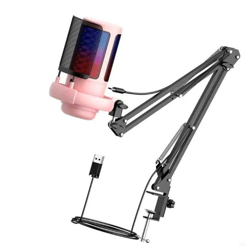 12pc PC Gaming Microphone 360 درجة قابلة للتعديل مع ذراع مرنة وضوء LED #5