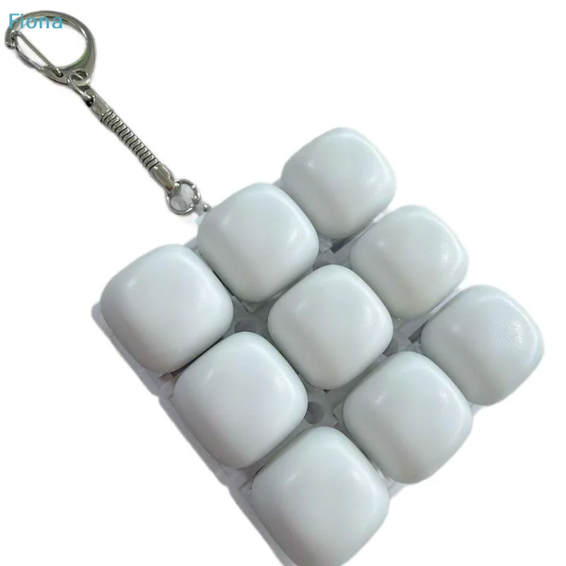 ✔1/2/3/4/9Keys Fidget Keychain Keys Button DIY Keyboard Clicker Toy Steamed Bread Relief Stress Pinch Toy Adult
