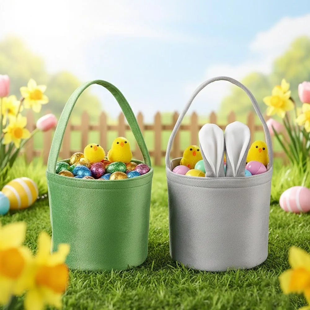 Easter Bunny Basket Rabbit Ear Handbag Candy Bag Egg Case Treat Holder Kids Party Gift Box Packaging Spring Celebration Use