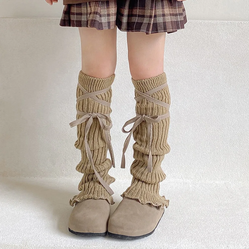 Korean Style Solid Color Lace Leg Warmers Elastic Lace Trim Foot Cover Knitted Soft Fabric Elastic Tube Socks Children Wear