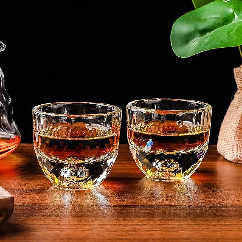 

15 мл/50 мл бокалы для вина из золотой фольги, роскошные чашки для духов, элегантный бокал для виски, чашка Baijiu, элитный бокал для коктейля, изысканная стеклянная посуда