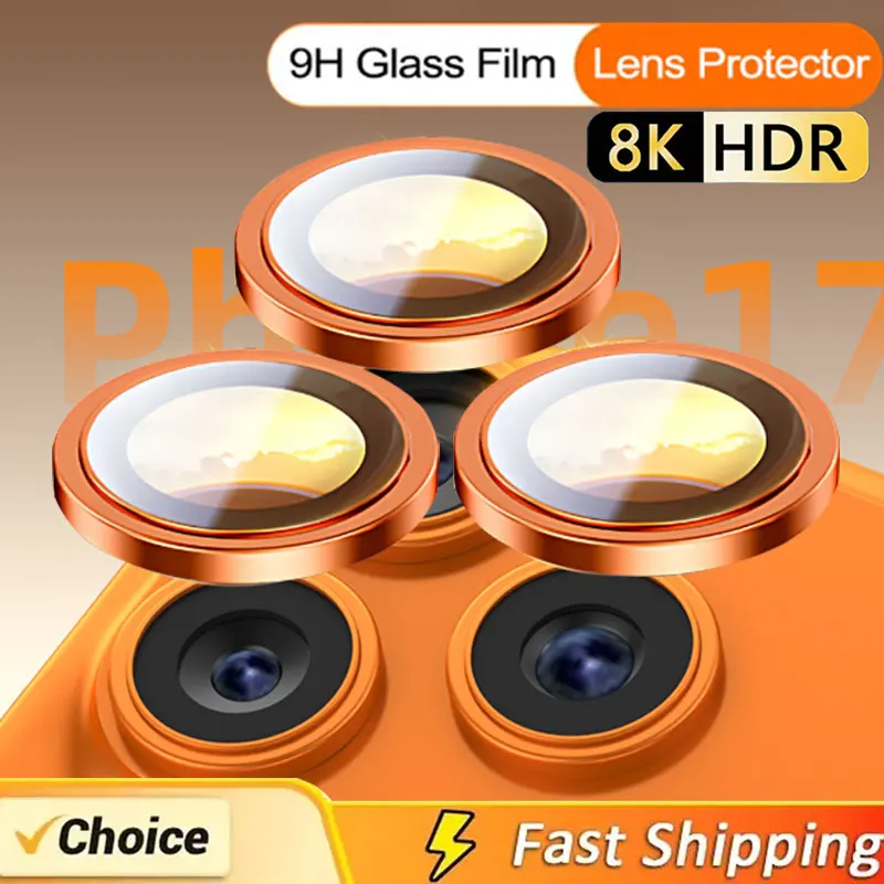 

Metal Ring Lens Protector For iPhone 17 Pro Max Air Camera Protector Cover Tempered Glass For iPhone 11 12 13 14 15 16 Pro Max