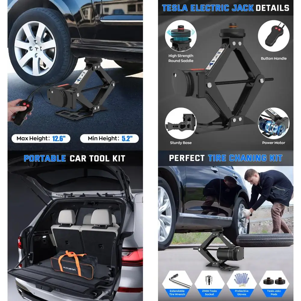 

Домкрат для электромобиля Tesla Model Y Model 3/S/X, портативный 2-тонный электрический домкрат 12 В для автомобилей Tesla с наконечником