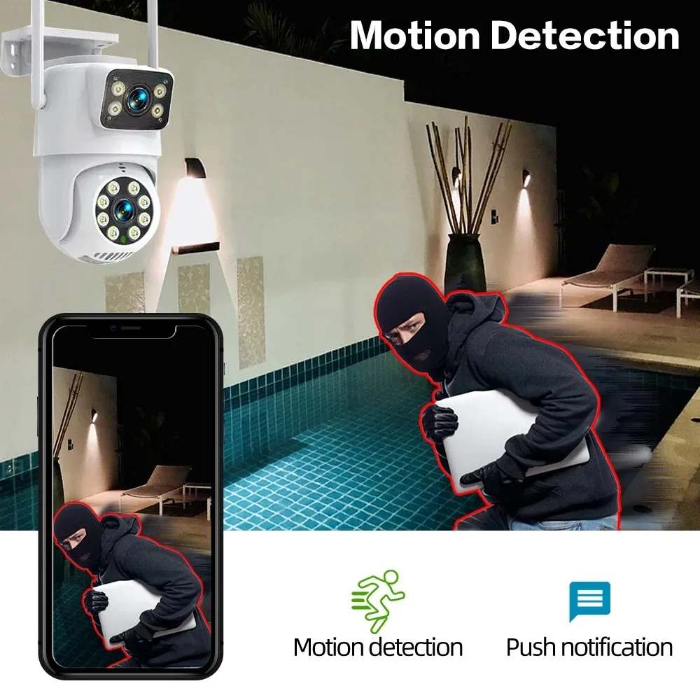 Tuya 4K 8MP PTZ Wifi Security Camera Dual Lens Up And Down Shots Auto Tracking Wireless CCTV Surveillance Camera Smart Life Home