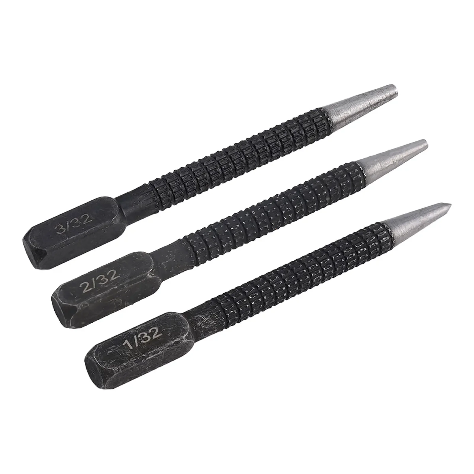 Nail Punch Set Knurled Body Square Striking Head Punches Tools 1/32 2/32 3/32 Manual Positioning Punch Hand Tools Accessory
