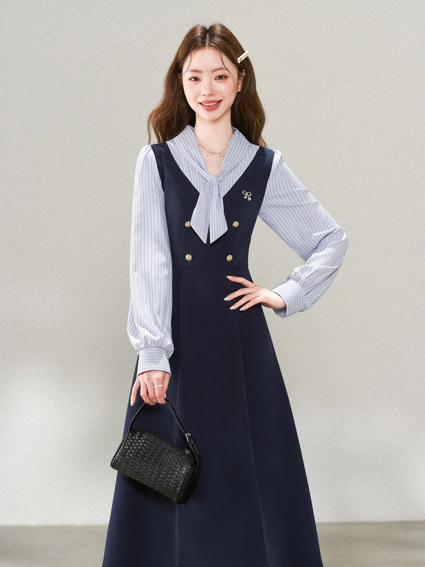 

Spring 2026 New College Sle Striped Dr Women's High Waist Padded Jaet Interview Clothing A-Line Skirt Zipper Closure