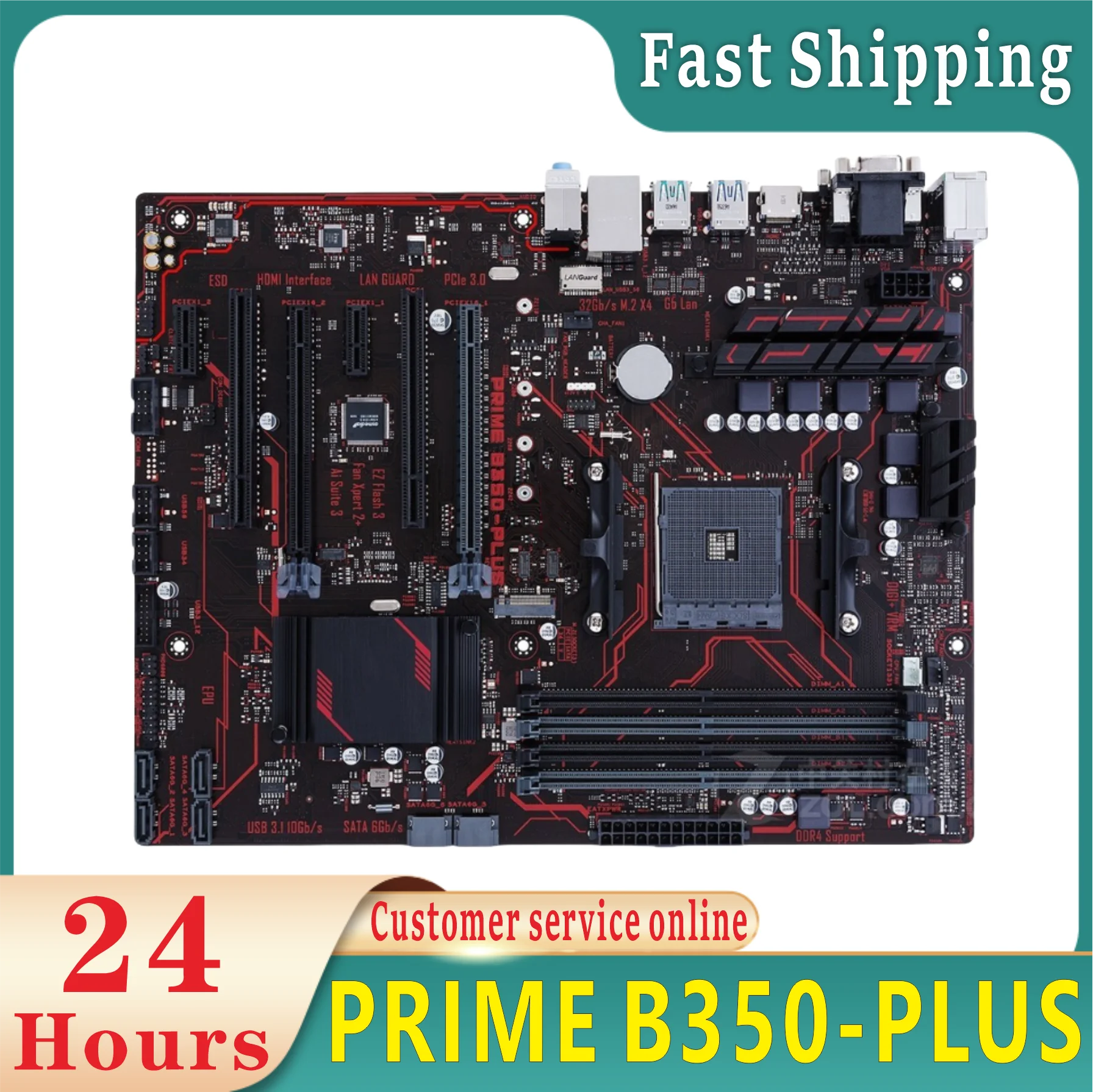 100% tested PRIME B350-PLUS original  Socket AM4 DDR4 B350 desktop  function perfectly