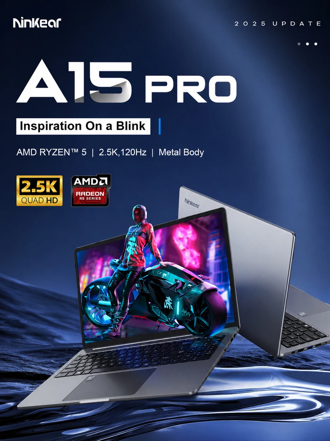 Ninkear A15 Pro Laptop AMD Ryzen 5, 16“ 120Hz 2.5K Scherm 16GB 1TB Vingerafdruk Ontgrendelen Notebook Kantoorcomputer - afbeelding 2