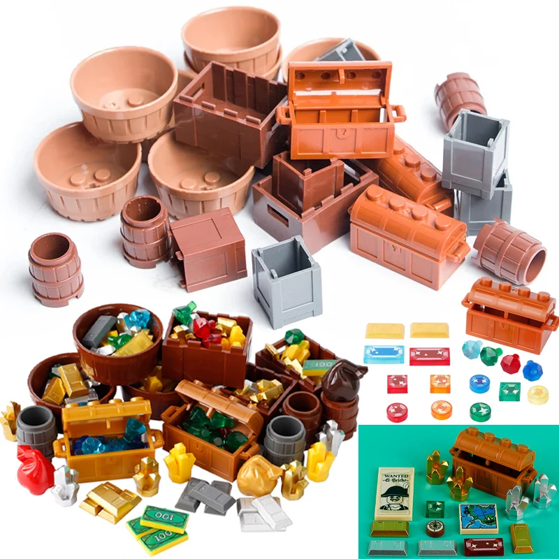 

Городские аксессуары, строительные блоки, хлеб, фрукты, коробка для еды, контейнер для бочки, пиратская фигурка, сундук с сокровищами, кирпичи, игрушки, детали для друзей