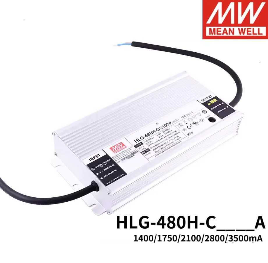 Оригинальный Mean Well HLG-480H-C1400A HLG-480H-C1750A HLG-480H-C2100A HLG-480H-C2800A HLG-480H-C3500A Светодиодный драйвер постоянного режима 480 Вт