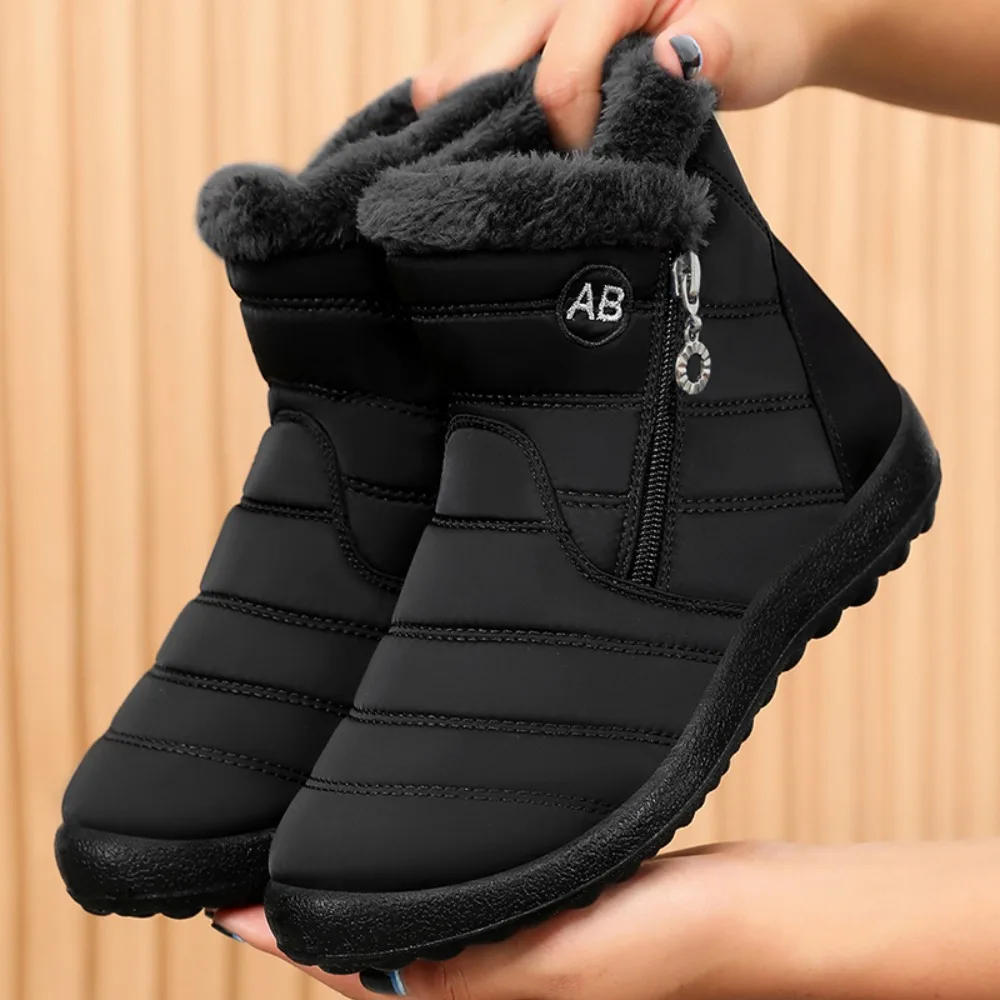 Damen-Stiefeletten, modisch, runde Zehenpartie, seitliche Schnürung, niedrige Absätze, lässig, bequem, Damen-Schneestiefel, Winterschuhe