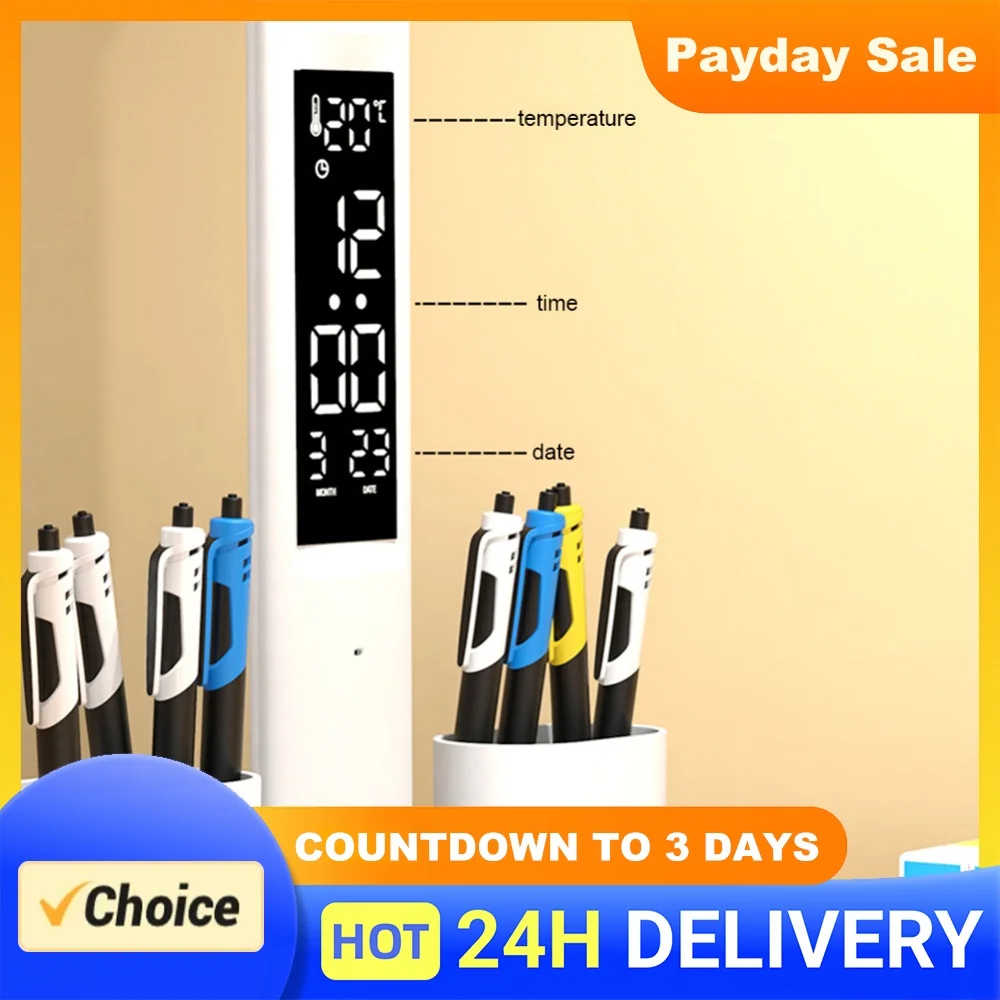 LED Desktop Decor Light Touch Control with Calendar Reading Desk Lights Penholder Nightstand Lamps Foldable for Home Office