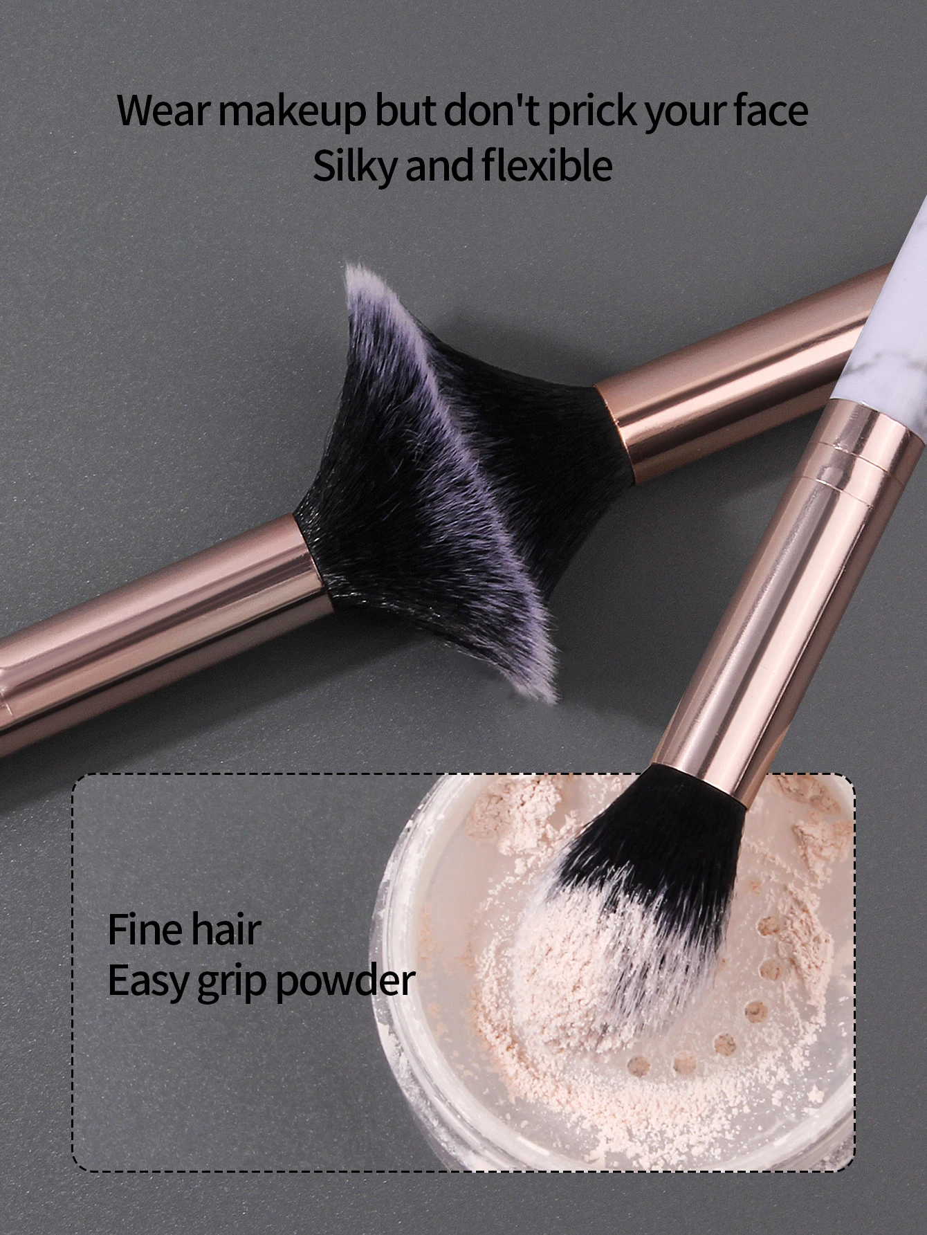 6PCS Marmorstrukturierter Puderpinsel aus weicher Faser, Rougepinsel, Konturpinsel, multifunktionales Gesichts-Make-up-Pinsel-Werkzeug