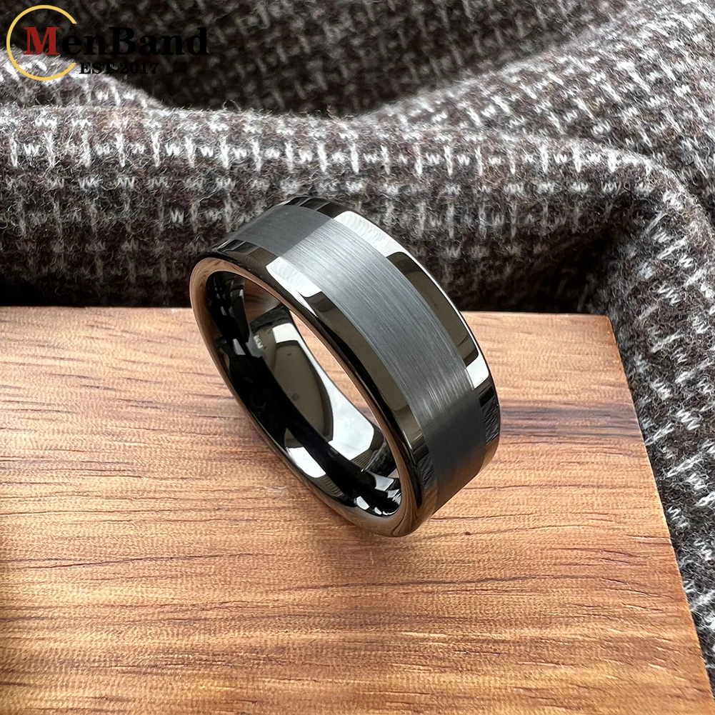 MenBand Classics Silver Color Flat 6/8MM Men Women Tungsten Carbide Wedding Ring Polished Brushed Surface Comfort Fit