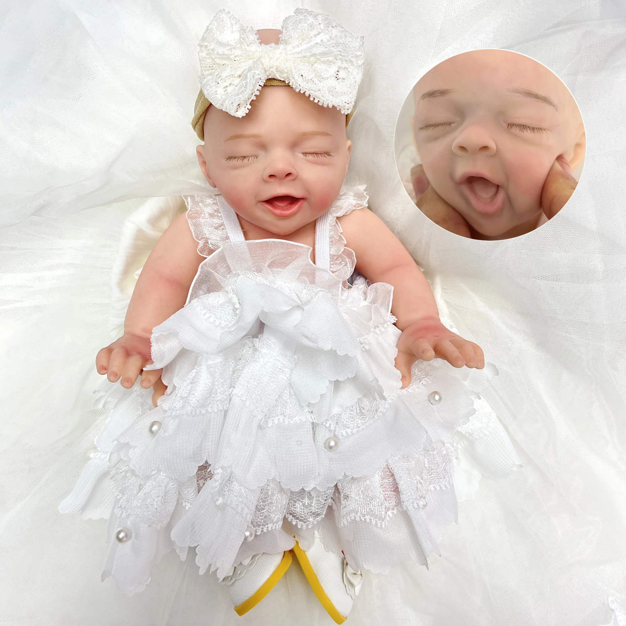 

10Inch Wedding Dress Full Body Silicone Reborn Girl Doll With Painted Bald Handmade Waterproof Bebe Reborn Doll For Childrens