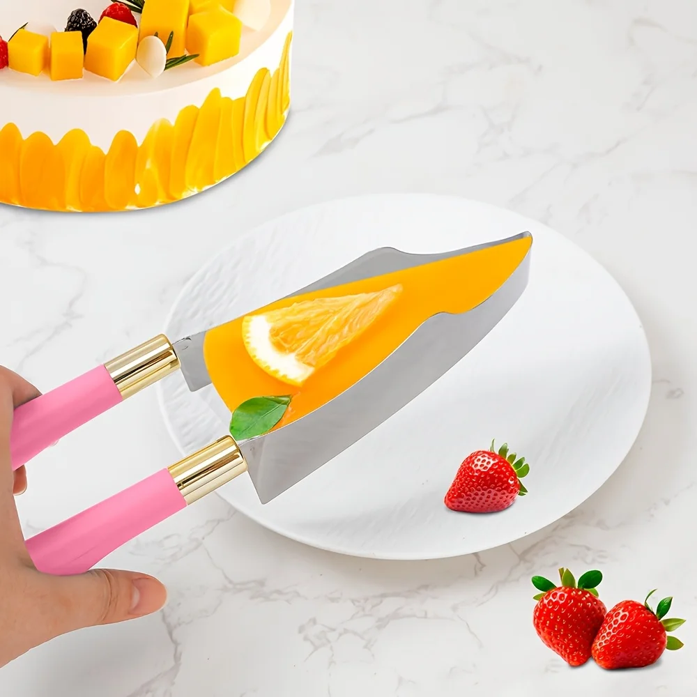 الفولاذ المقاوم للصدأ كعكة القطاعة القاطع ملقط كعكة خادم الحلويات المعجنات الخبز البيتزا ديفيدر القطاعة المعدنية فطيرة سكين كعكة رافع أداة #1