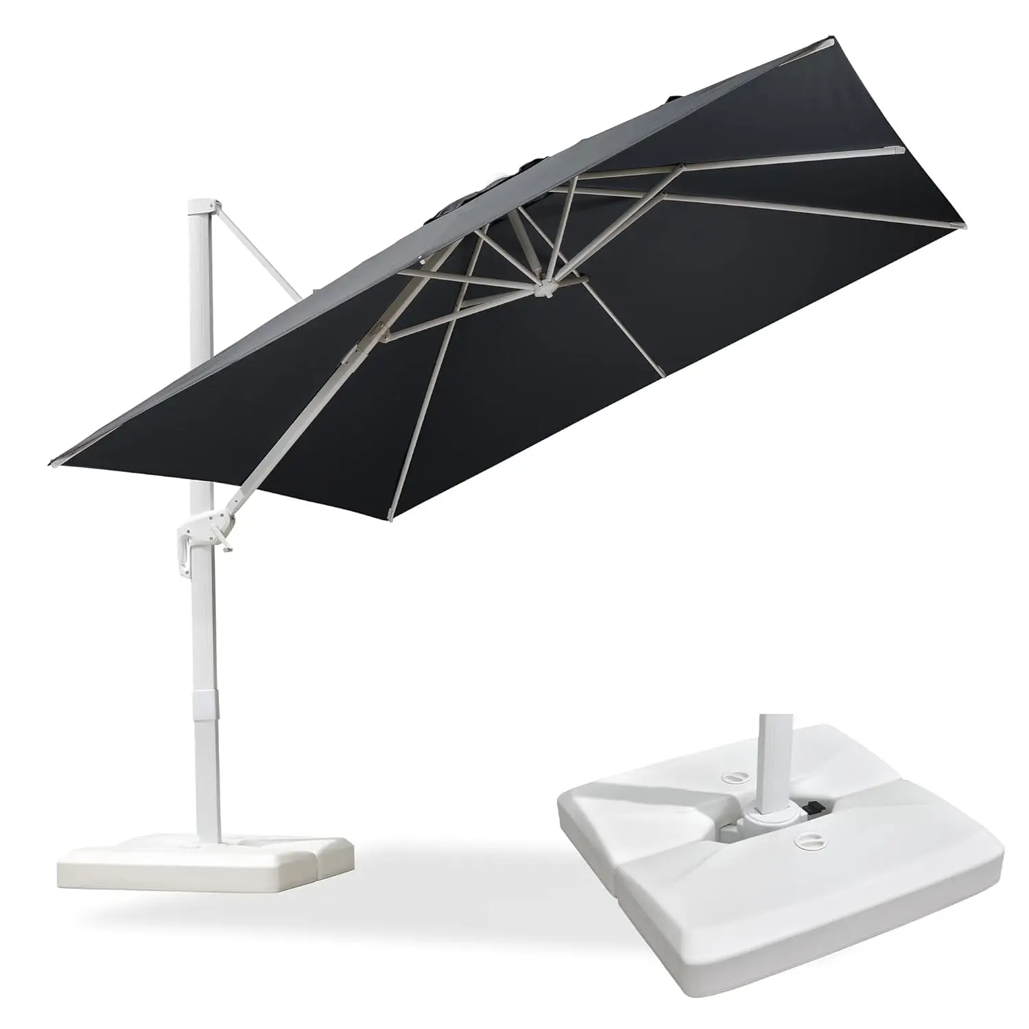 #￥for10FT White Square Offset Patio Umbrella 360° Rotating Windproof for Garden Deck Pool, Customized