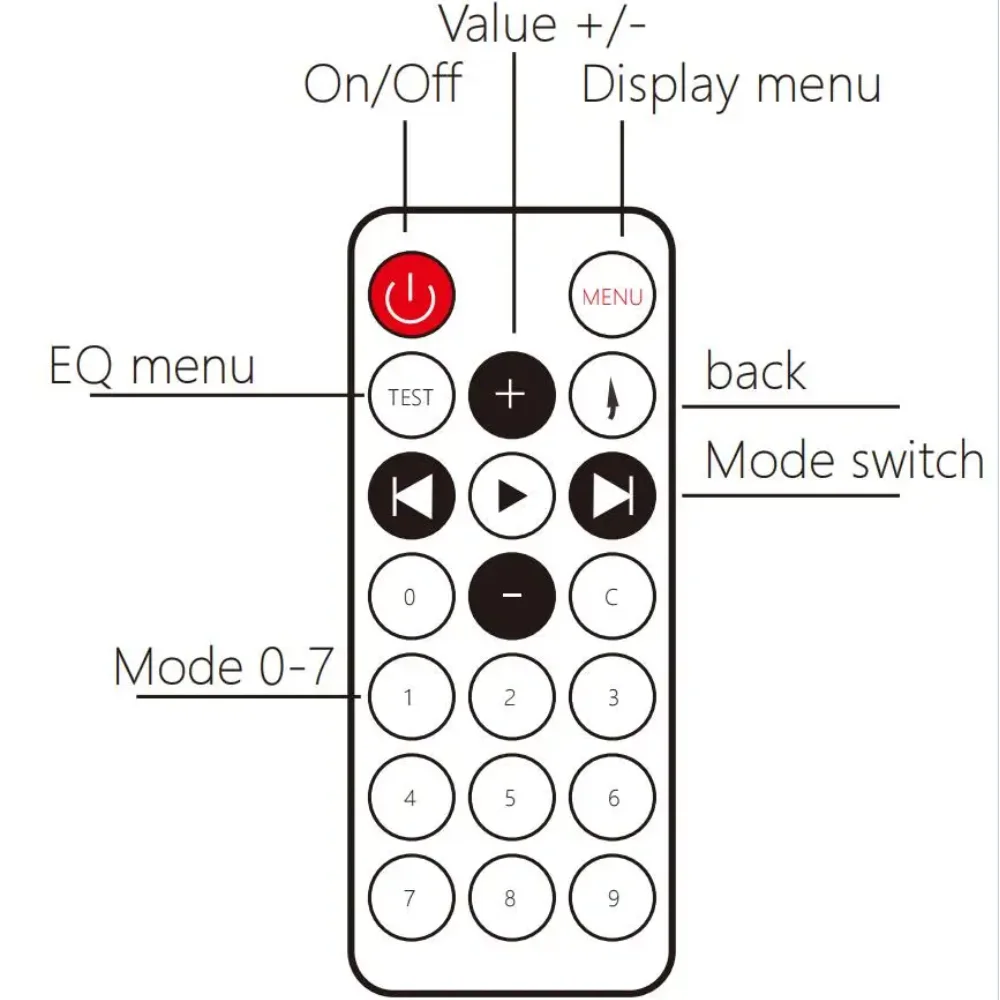 1.5U Spektrum muzyki Korektor cyfrowy Wyważarka EQ Wyświetlacz Odbiór Audio Wskaźnik poziomu LED Melodia Światło rytmiczne + Pilot zdalnego