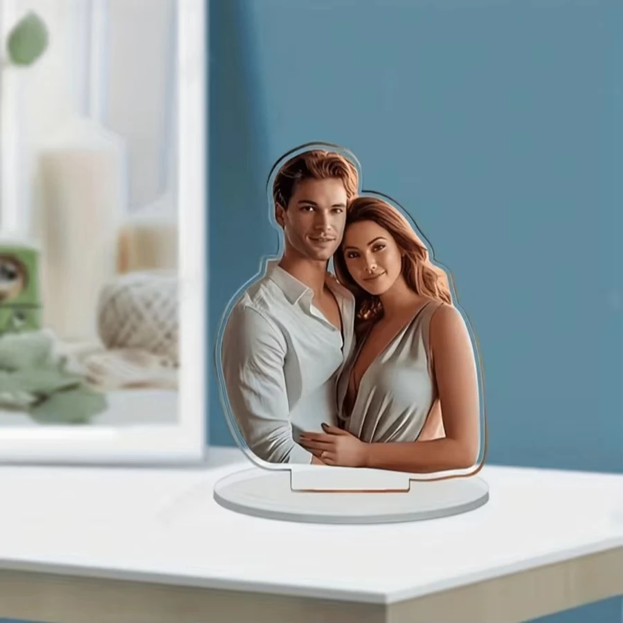 Personalized Irregular Acrylic Figure Stand Custom Your Own Image Table Decor Couple Wedding Gift view 4