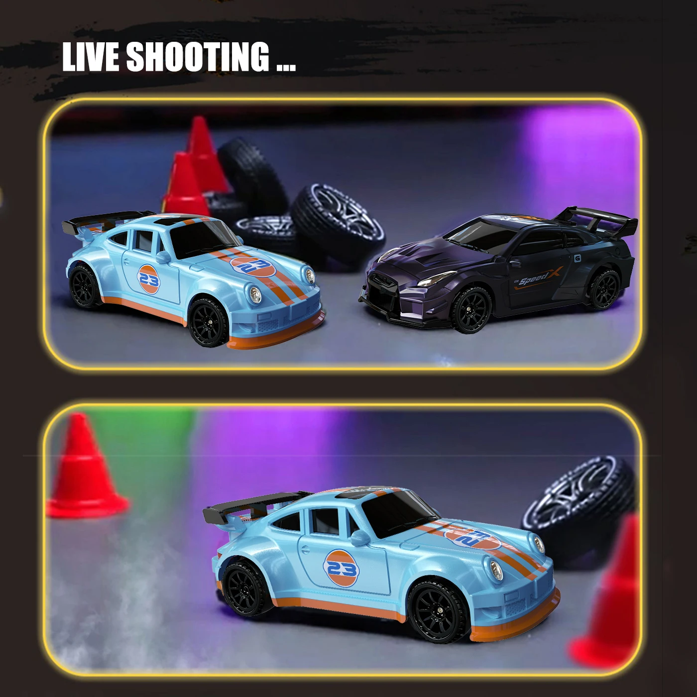 Desktop Mini RC Cars Drift Remote Control Racing Car LED Light 1/64 High Speed GTR Small Car Model Kids Toys Boy Birthday Gifts view 4